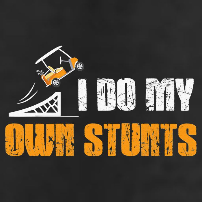 Golfing I Do My Own Stunts Golf Cart Funny Golf Player 7 Panel Mesh Trucker Snapback Hat
