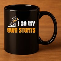 Golfing I Do My Own Stunts Golf Cart Funny Golf Player 11oz C Handle Ceramic Mug
