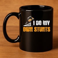 Golfing I Do My Own Stunts Golf Cart Funny Golf Player 11oz C Handle Ceramic Mug