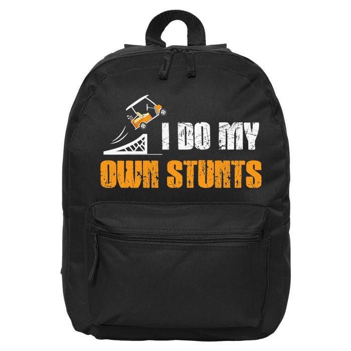Golfing I Do My Own Stunts Golf Cart Funny Golf Player 16 in Basic Backpack