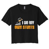 Golfing I Do My Own Stunts Golf Cart Funny Golf Player Women's Crop Top Tee
