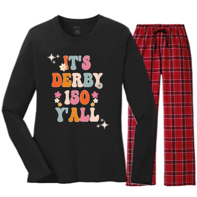 Groovy ItS Derby 150 Yall Horse Racing Ky Women's Long Sleeve Flannel Pajama Set 