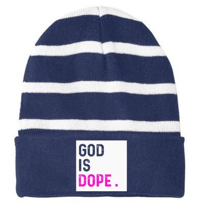 God is Dope PURPLE Funny Christian Faith Believe Gift Striped Beanie with Solid Band