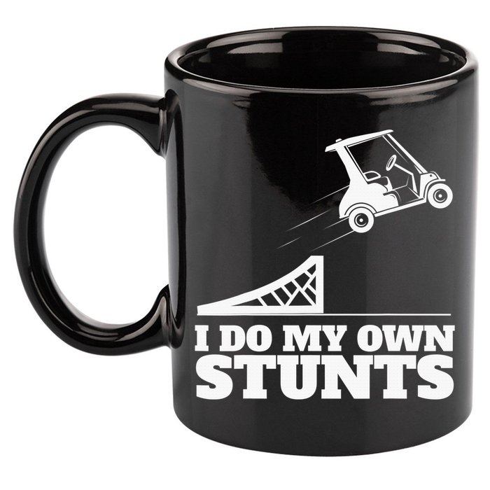 Golfing I Do My Own Stunts Golf Cart Golf Player 11oz C Handle Ceramic Mug