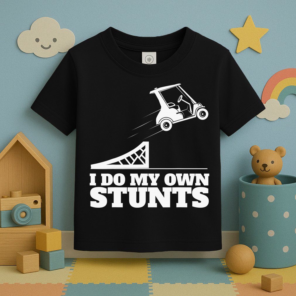 Golfing I Do My Own Stunts Golf Cart Golf Player Toddler T-Shirt