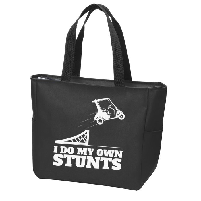 Golfing I Do My Own Stunts Golf Cart Golf Player Zip Tote Bag