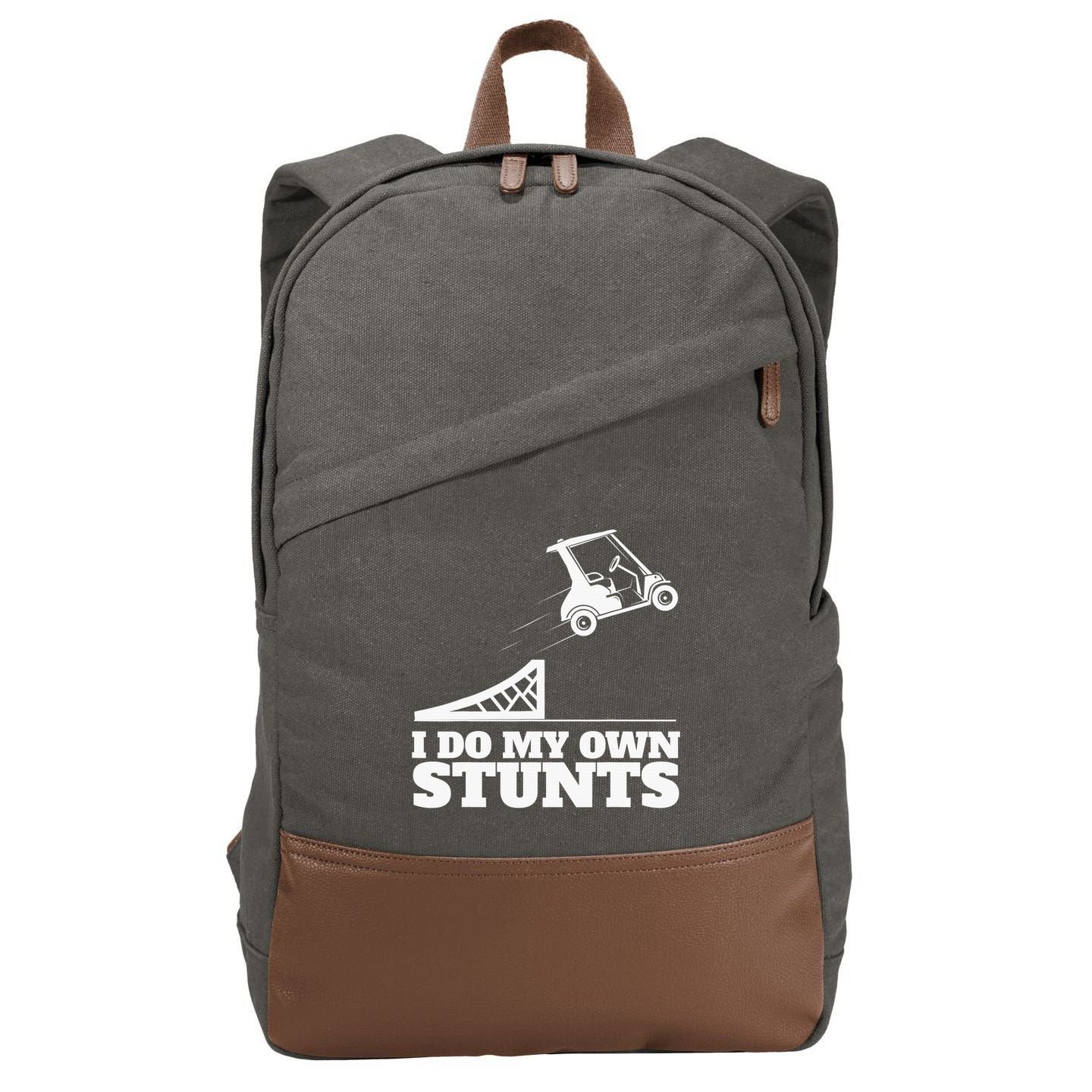 Golfing I Do My Own Stunts Golf Cart Golf Player Cotton Canvas Backpack