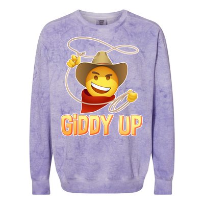 Giddy Up Cowboy Emoji  Colorblast Crewneck Sweatshirt