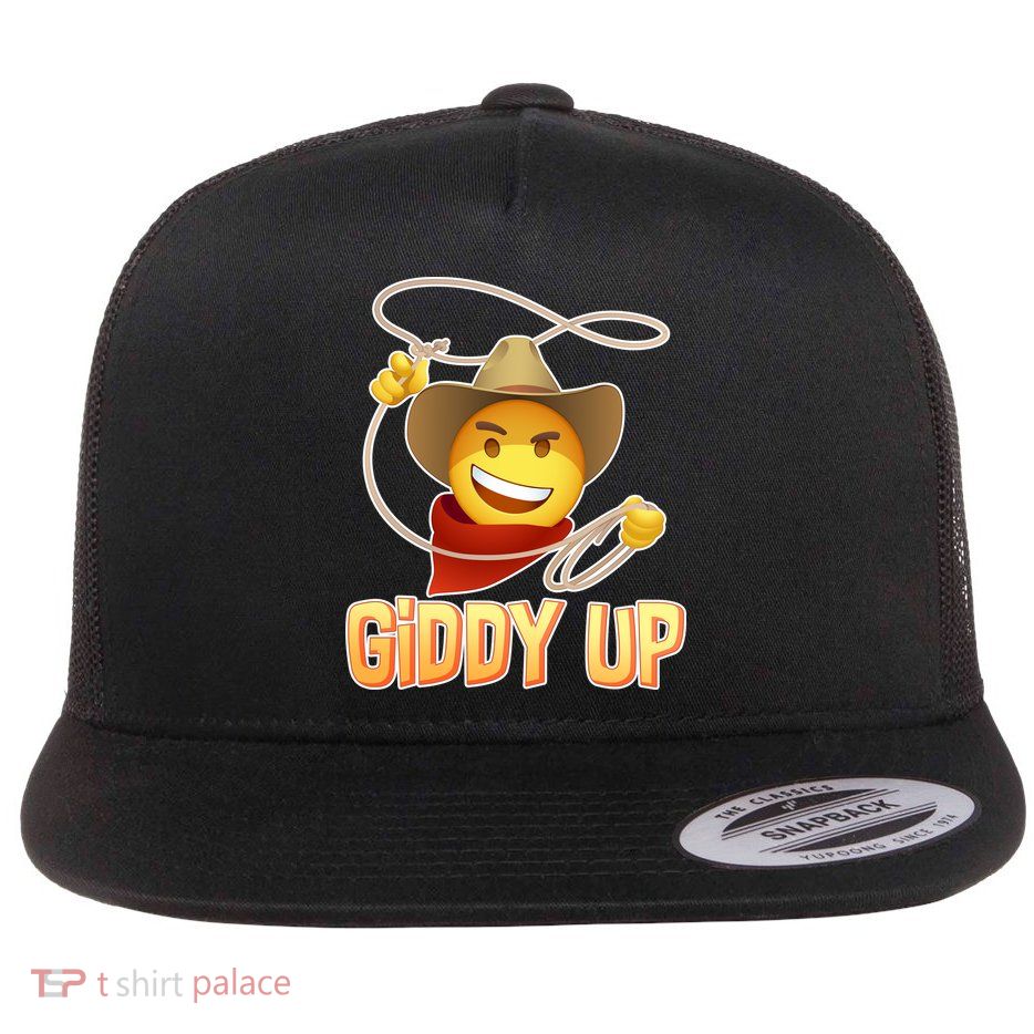 Giddy Up Cowboy Emoji  Flat Bill Trucker Hat
