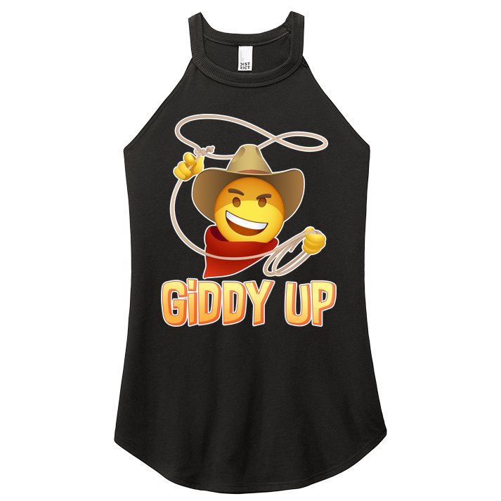 Giddy Up Cowboy Emoji  Women's Perfect Tri Rocker Tank