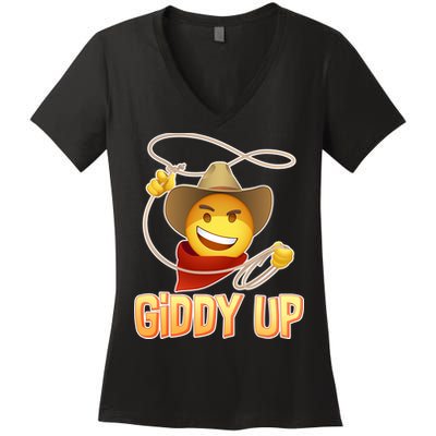 Giddy Up Cowboy Emoji  Women's V-Neck T-Shirt