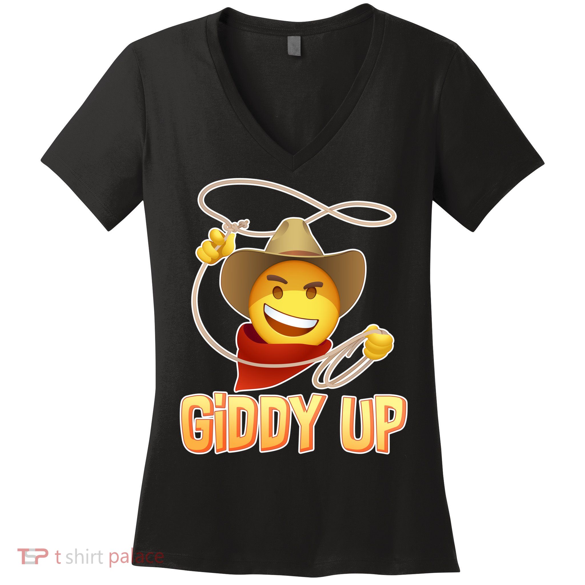 Giddy Up Cowboy Emoji  Women's V-Neck T-Shirt