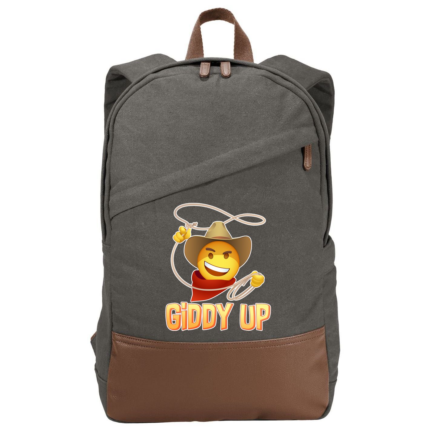 Giddy Up Cowboy Emoji  Cotton Canvas Backpack