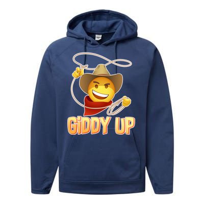 Giddy Up Cowboy Emoji  Performance Fleece Hoodie