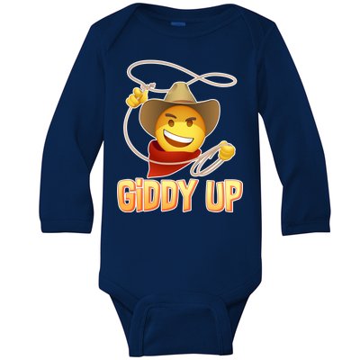 Giddy Up Cowboy Emoji  Baby Long Sleeve Bodysuit