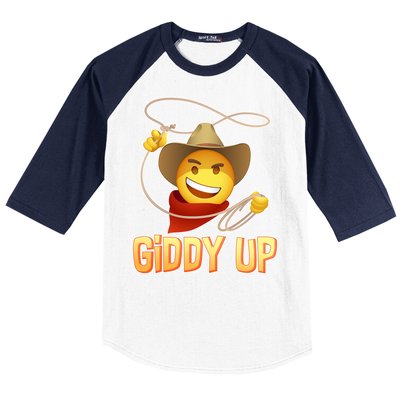 Giddy Up Cowboy Emoji  Baseball Sleeve Shirt