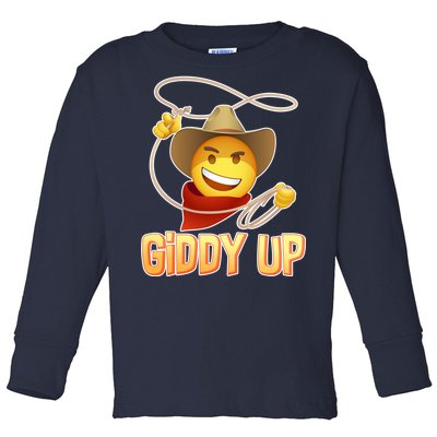 Giddy Up Cowboy Emoji  Toddler Long Sleeve Shirt