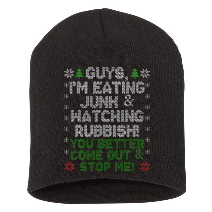 Guys I'm Eating Junk And Watching Rubbish! Short Acrylic Beanie