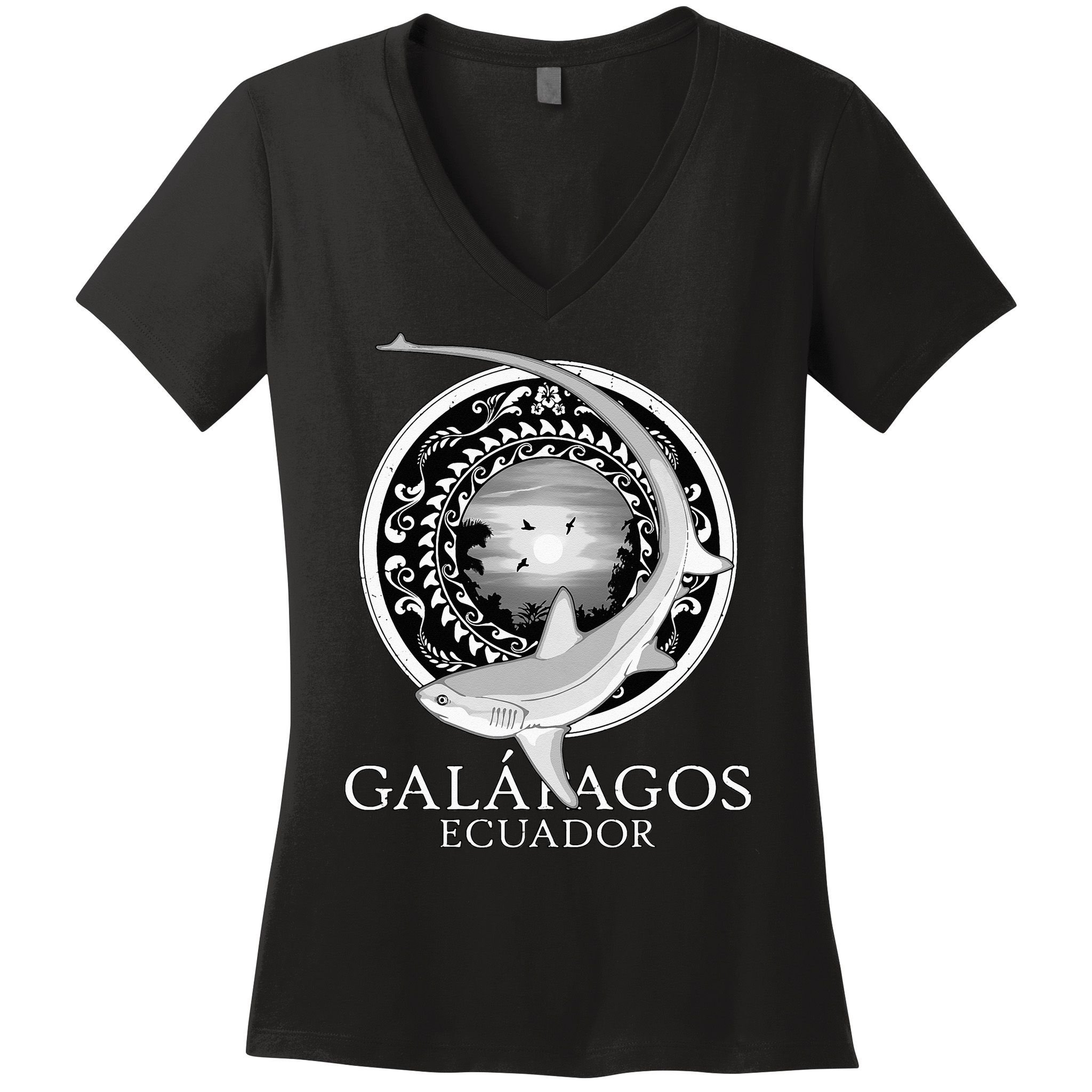 Galapagos Islands Ecuador Thresher Shark Women's V-Neck T-Shirt