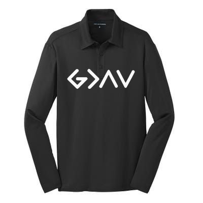 God Is Faithful More Than Highs And Lows Christian Silk Touch Performance Long Sleeve Polo