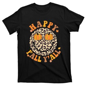 Groovy Its Fall Yall Leopard Autumn Halloween Thanksgiving T-Shirt