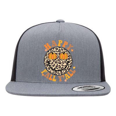 Groovy Its Fall Yall Leopard Autumn Halloween Thanksgiving Flat Bill Trucker Hat