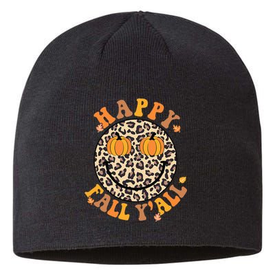 Groovy Its Fall Yall Leopard Autumn Halloween Thanksgiving Sustainable Beanie