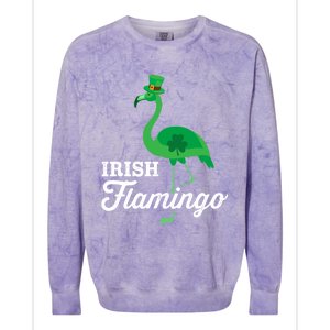 Green Irish Flamingo For Funny St Patricks Day Cool Gift Colorblast Crewneck Sweatshirt