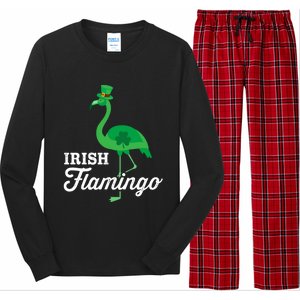 Green Irish Flamingo For Funny St Patricks Day Cool Gift Long Sleeve Pajama Set