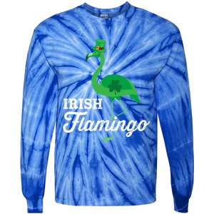 Green Irish Flamingo For Funny St Patricks Day Cool Gift Tie-Dye Long Sleeve Shirt