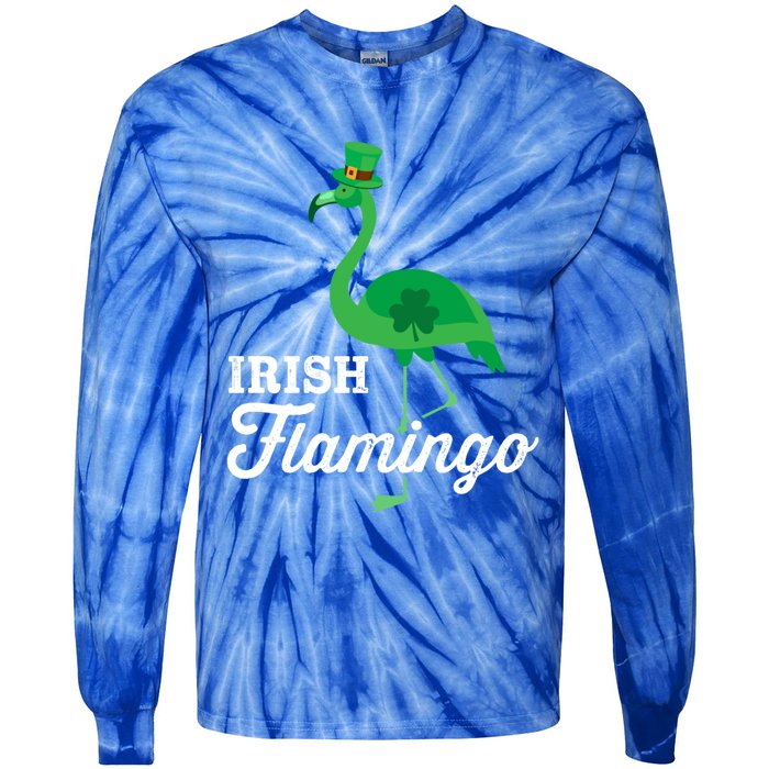 Green Irish Flamingo For Funny St Patricks Day Cool Gift Tie-Dye Long Sleeve Shirt