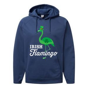 Green Irish Flamingo For Funny St Patricks Day Cool Gift Performance Fleece Hoodie