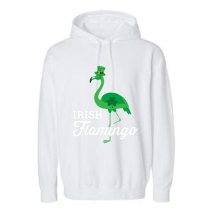 Green Irish Flamingo For Funny St Patricks Day Cool Gift Garment-Dyed Fleece Hoodie