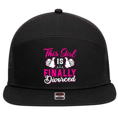 Girl Is Finally Divorced Funny Divorce Party Divorcee Wo 7 Panel Mesh Trucker Snapback Hat