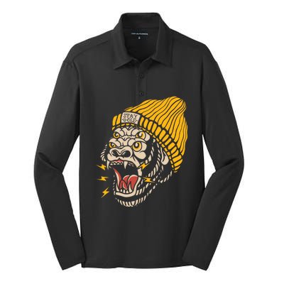 Gorilla Inked Flash Old School Ink Addict Traditional Tattoo Gift Silk Touch Performance Long Sleeve Polo