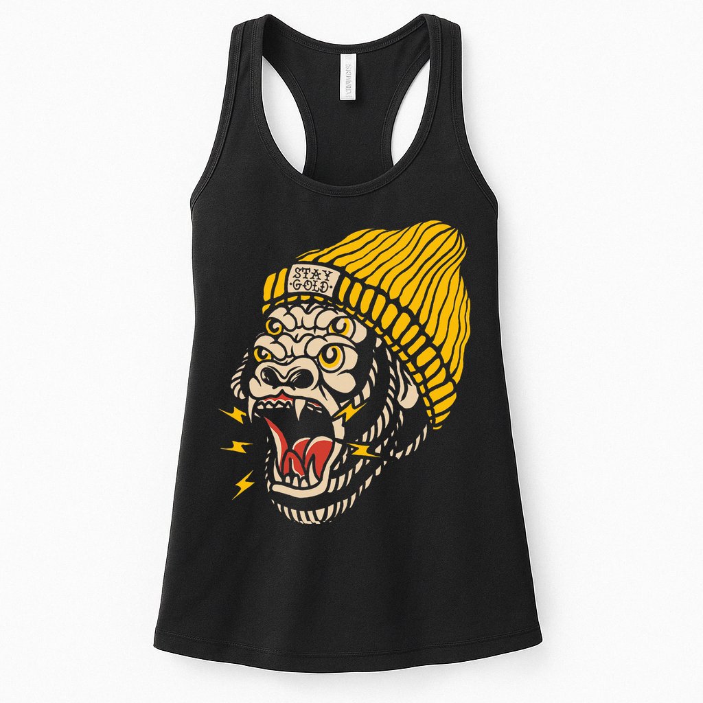 Gorilla Inked Flash Old School Ink Addict Traditional Tattoo Womens Tank Top