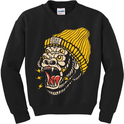 Gorilla Inked Flash Old School Ink Addict Traditional Tattoo Kids Sweatshirt