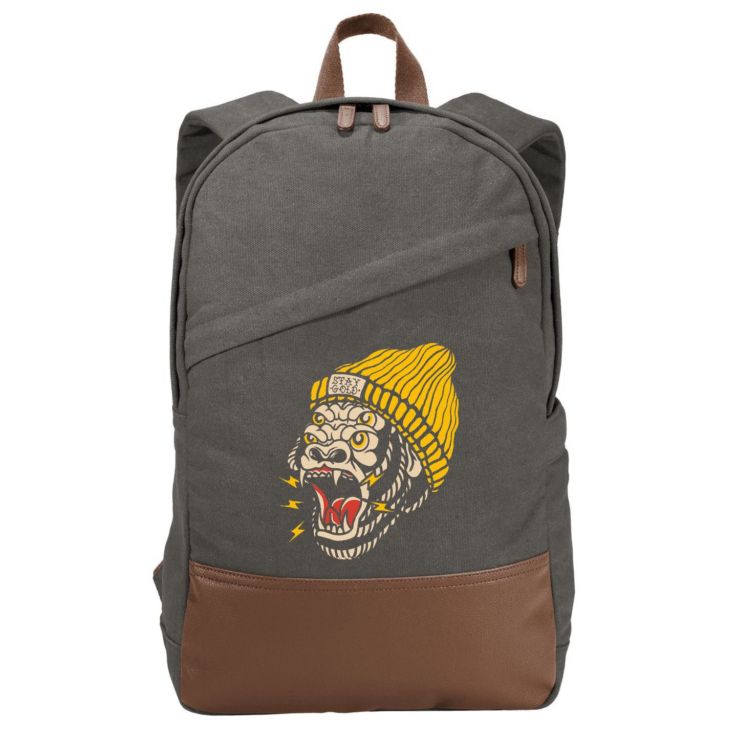 Gorilla Inked Flash Old School Ink Addict Traditional Tattoo Cotton Canvas Backpack