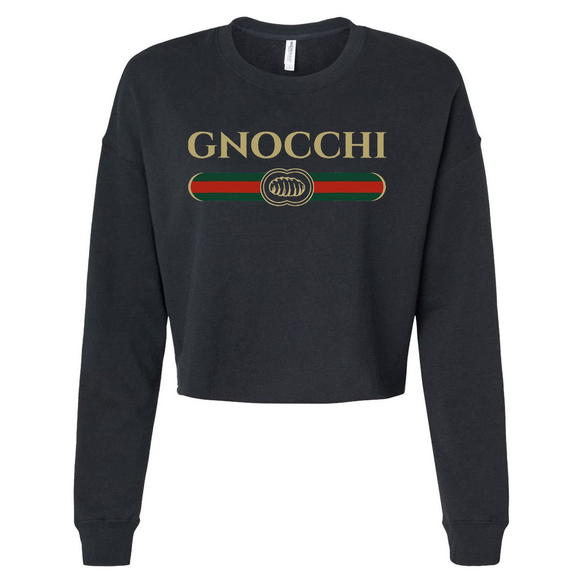 Gnocchi In Fun Logo Style Cropped Pullover Crew