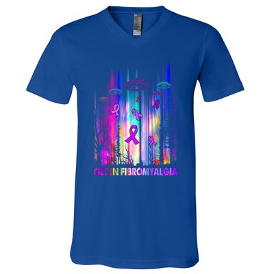 Get In Fibromyalgia Awareness Gift Gift V-Neck T-Shirt