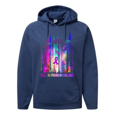 Get In Fibromyalgia Awareness Gift Gift Performance Fleece Hoodie