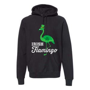 Green irish flamingo for funny St Patricks day Premium Hoodie