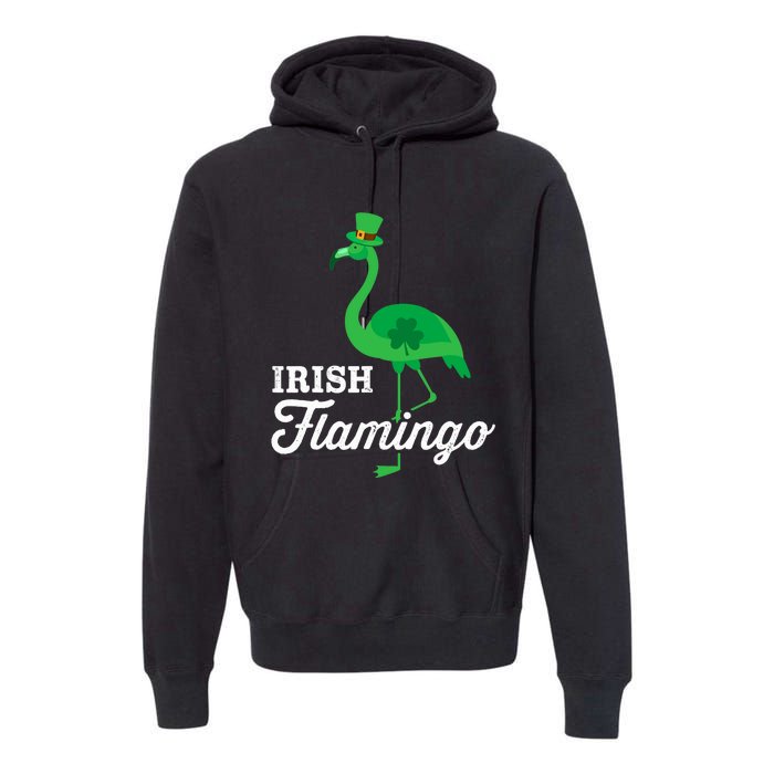 Green irish flamingo for funny St Patricks day Premium Hoodie