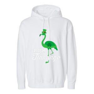 Green irish flamingo for funny St Patricks day Garment-Dyed Fleece Hoodie