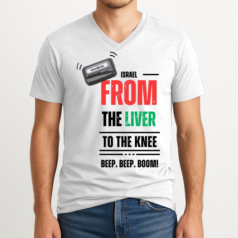 Goodbye Israel From The Liver To The Knee Beep Beep Boom V-Neck T-Shirt