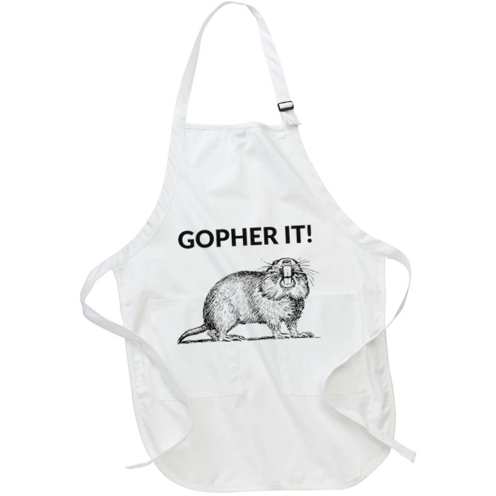 Gopher It Funny Gopher Pun Full-Length Apron With Pockets