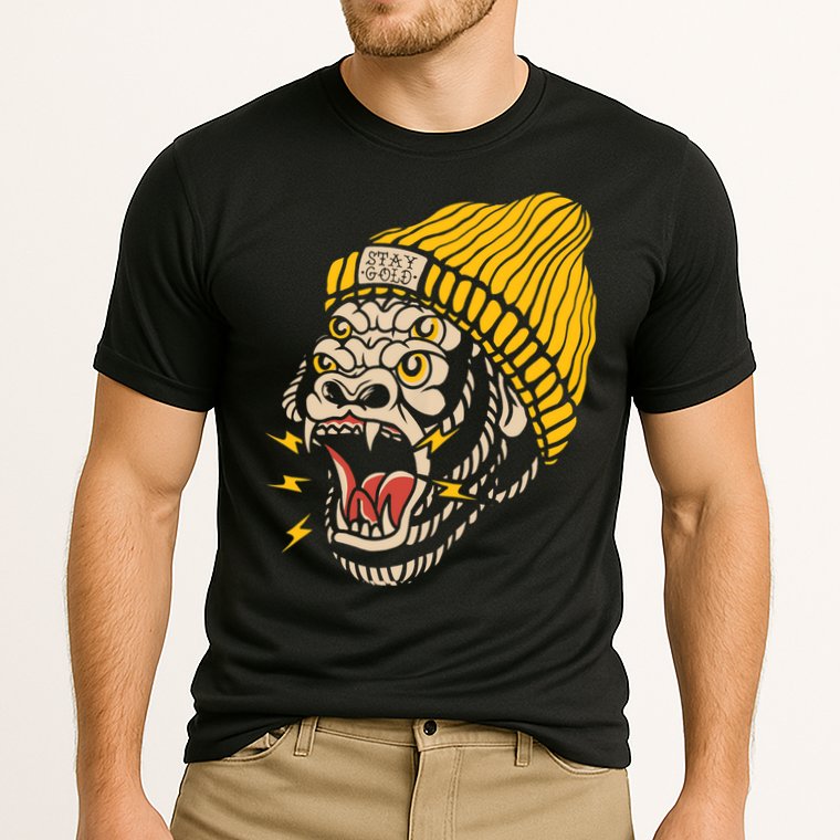 Gorilla Inked Flash Old School Ink Addict Traditional Tattoo Cooling Performance Crew T-Shirt