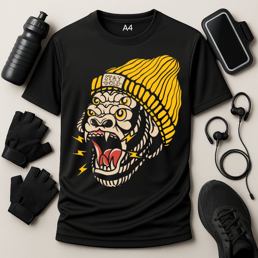Gorilla Inked Flash Old School Ink Addict Traditional Tattoo Cooling Performance Crew T-Shirt