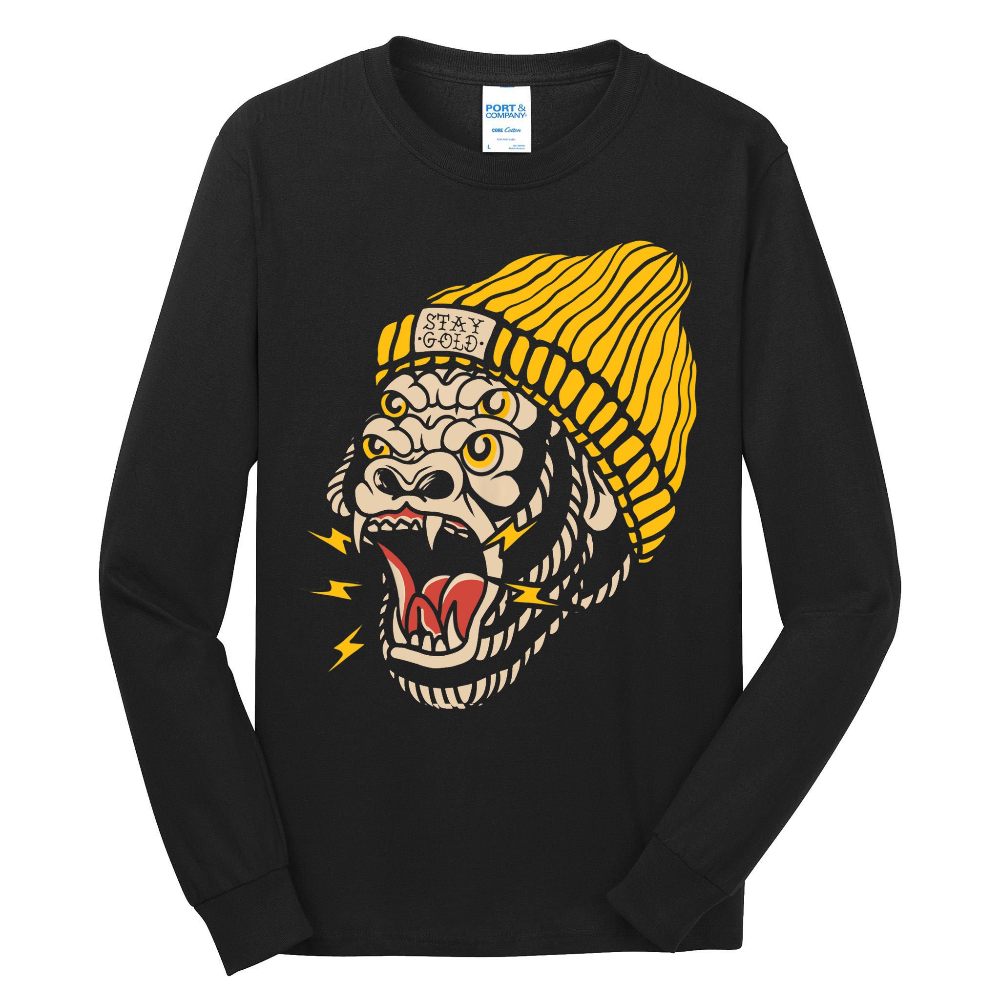 Gorilla Inked Flash Old School Ink Addict Traditional Tattoo Tall Long Sleeve T-Shirt