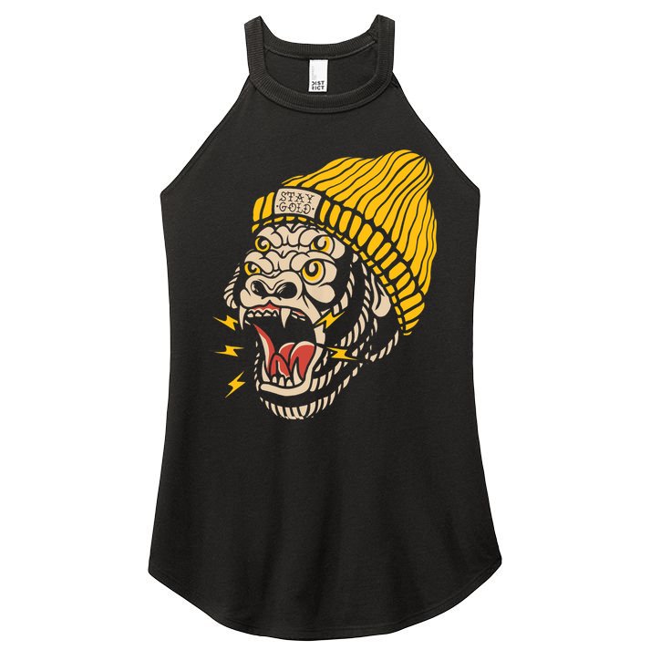 Gorilla Inked Flash Old School Ink Addict Traditional Tattoo Women's Perfect Tri Rocker Tank